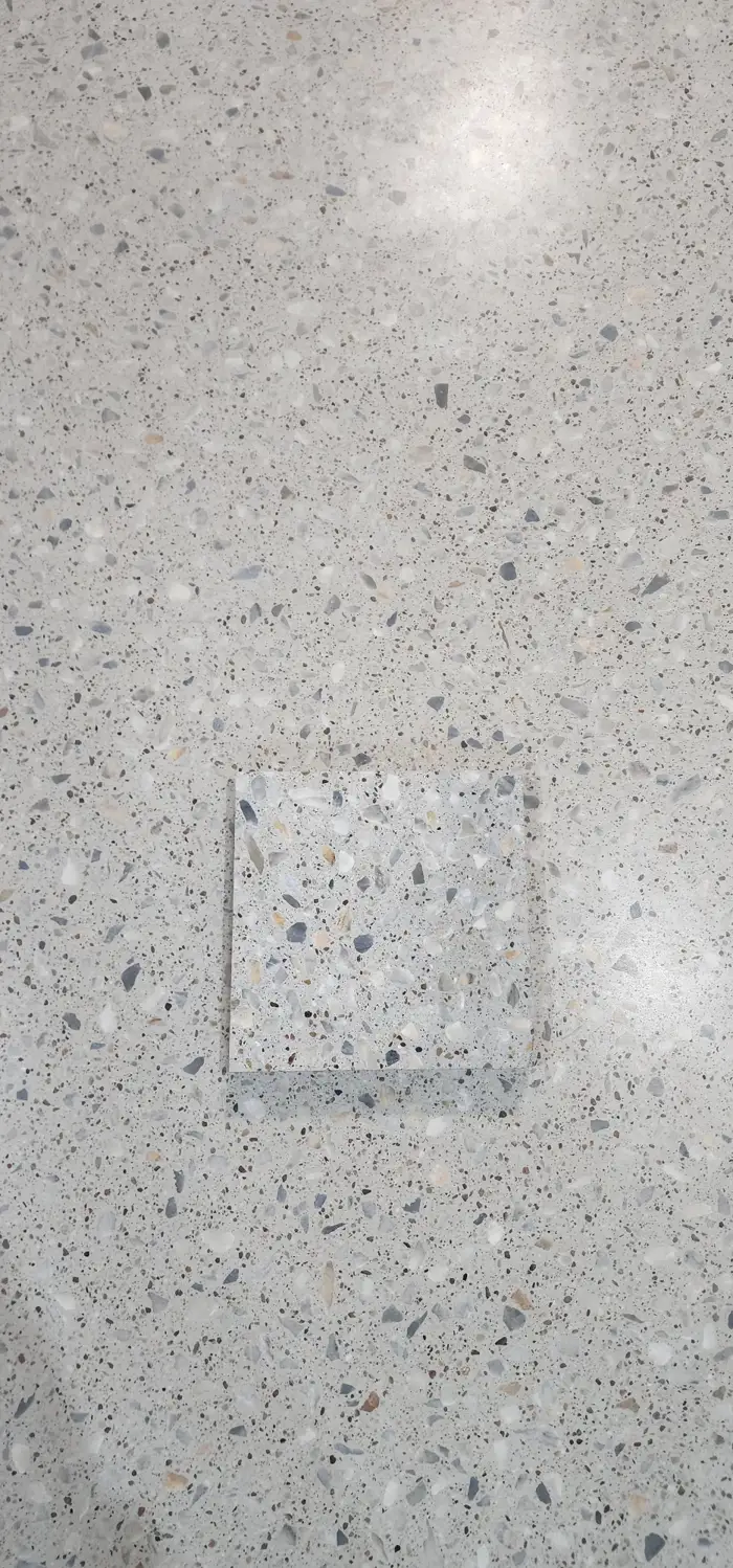 Poured terrazzo floor flowing through a Kellyville home
